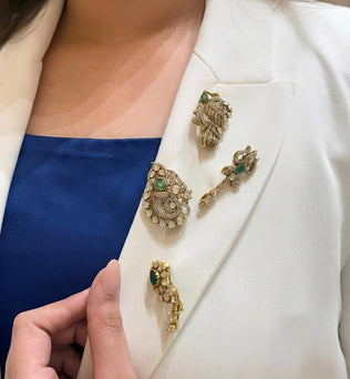 Veer 925 Silver Polki Brooch