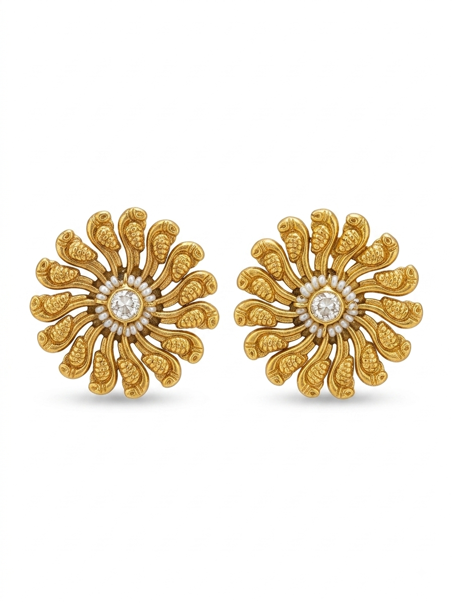 Golden Paisley Studs