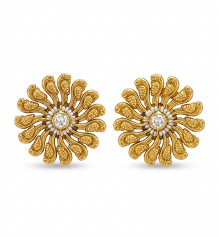 Golden Paisley Studs