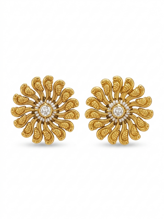 Golden Paisley Studs