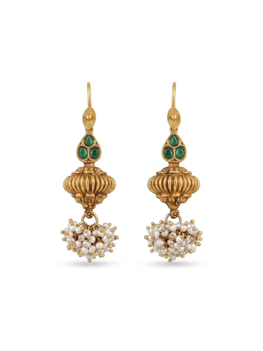 Meher Emerald Pearl Jhumka