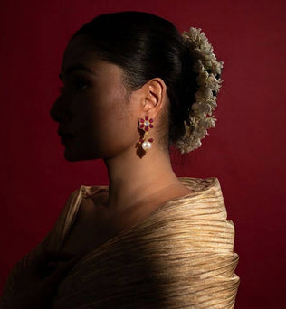 Ruby Pearl Bloom Earrings