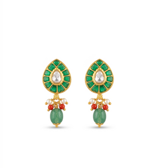 Emerald Beaded Drop Earrings