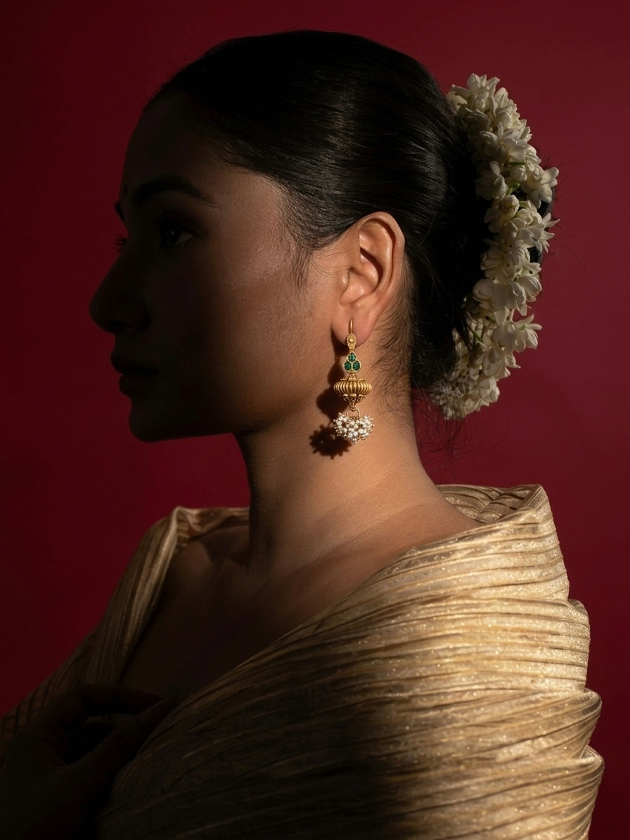 Meher Emerald Pearl Jhumka