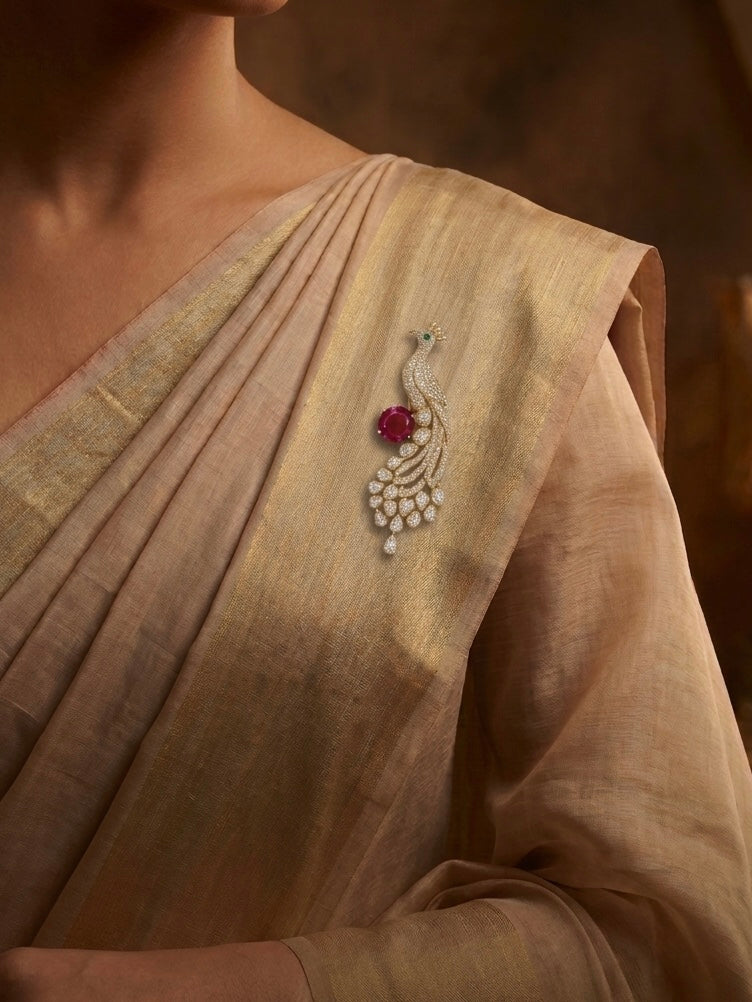 Mayur- 925 Silver Brooch