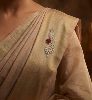 Mayur- 925 Silver Brooch