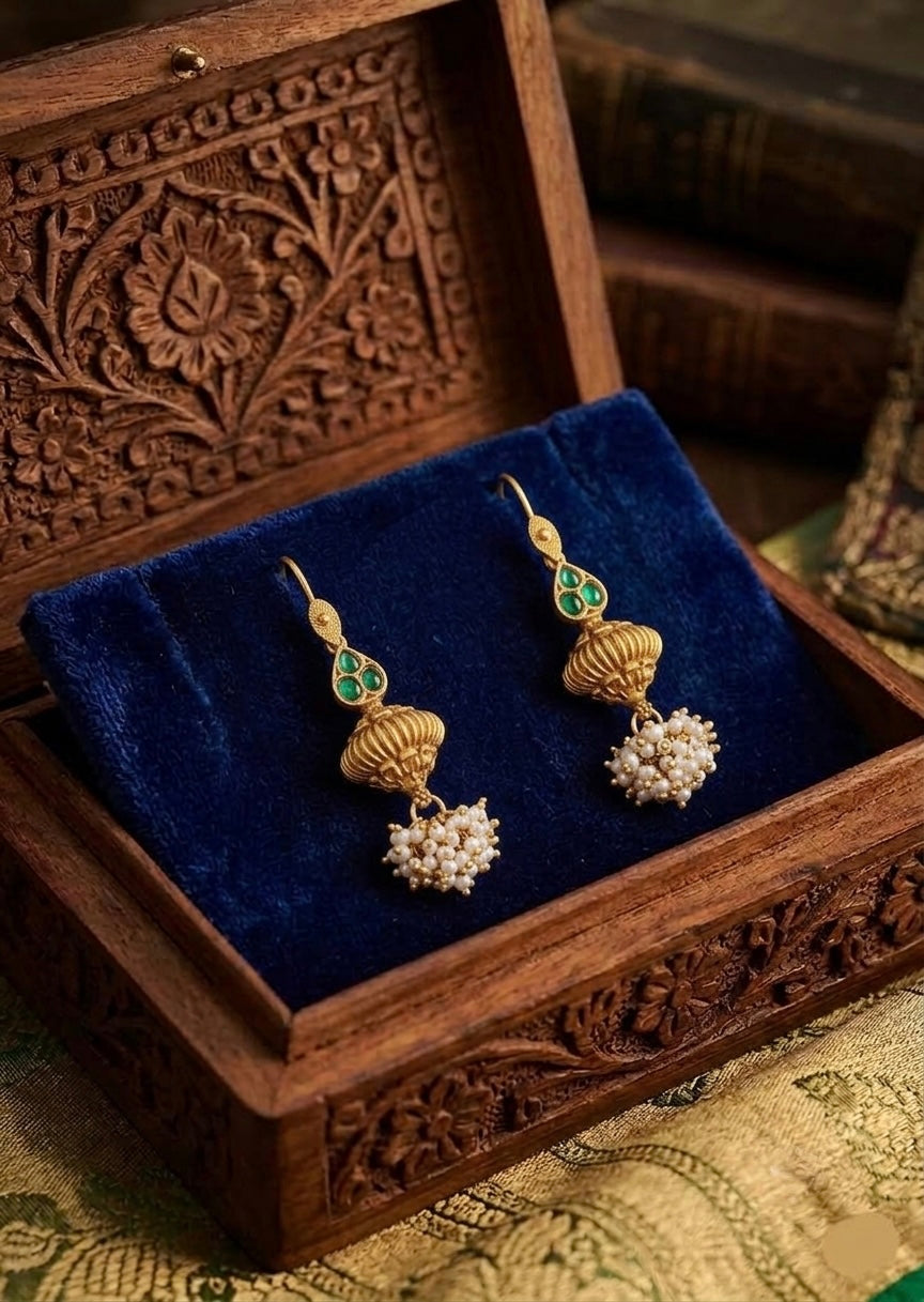 Meher Emerald Pearl Jhumka