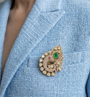 Veer 925 Silver Polki Brooch