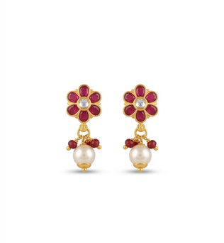 Ruby Pearl Bloom Earrings
