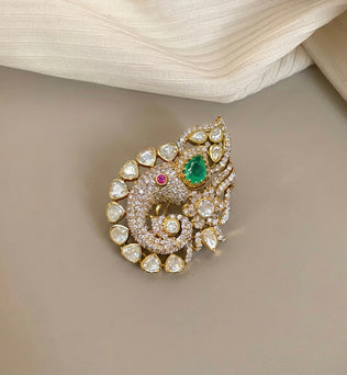Veer 925 Silver Polki Brooch