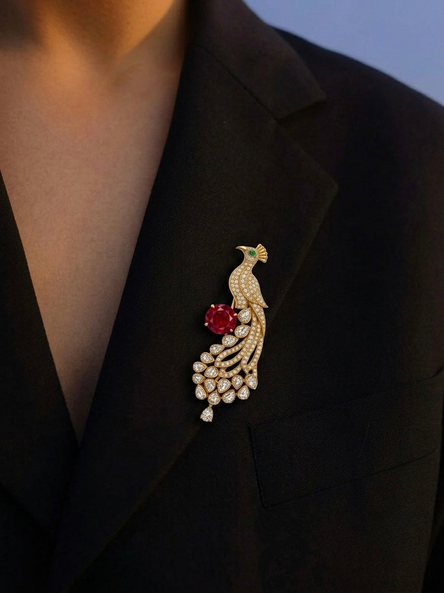 Mayur- 925 Silver Brooch
