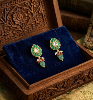 Emerald Beaded Drop Earrings