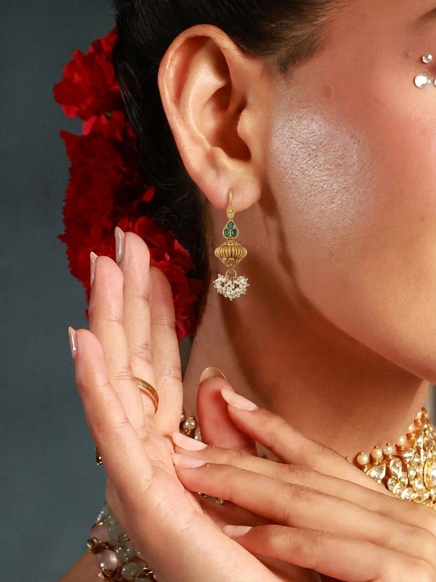 Meher Emerald Pearl Jhumka