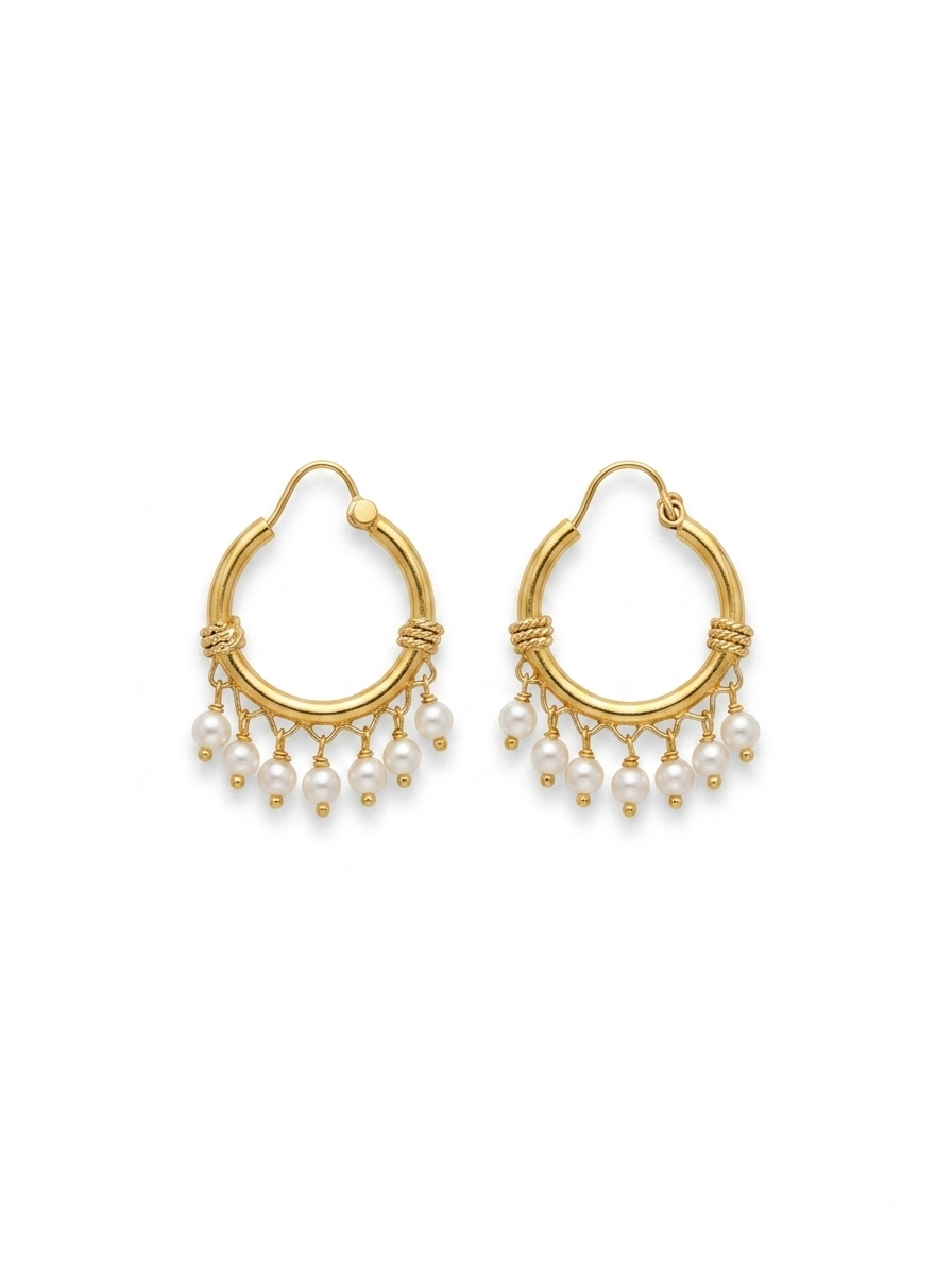 Golden Pearl Hoops