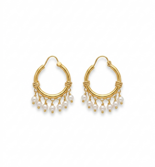 Golden Pearl Hoops