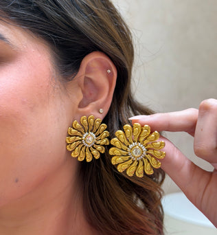 Golden Paisley Studs