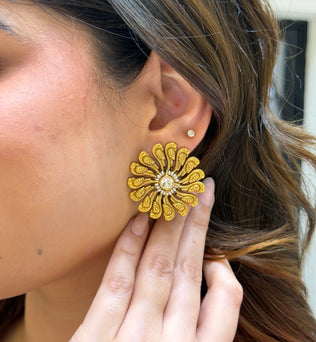 Golden Paisley Studs