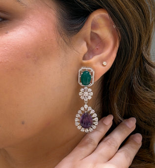 Amethyst Emerald Earrings