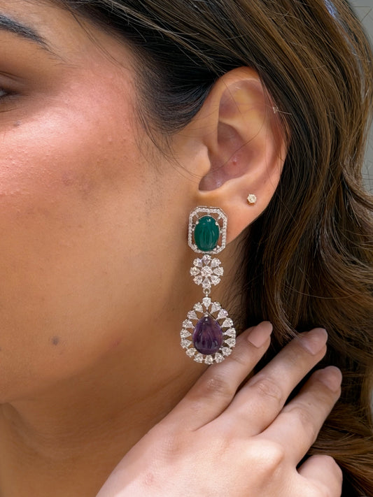 Amethyst Emerald Earrings