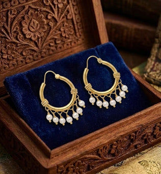 Golden Pearl Hoops